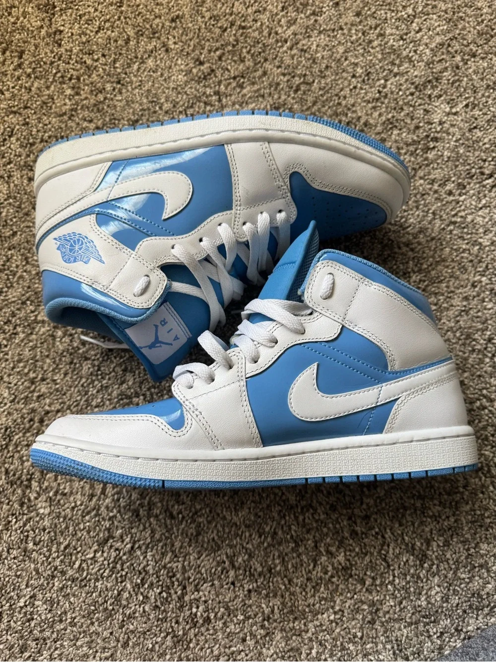 Jordan Mid-Top Sneakers in White and Light Blue